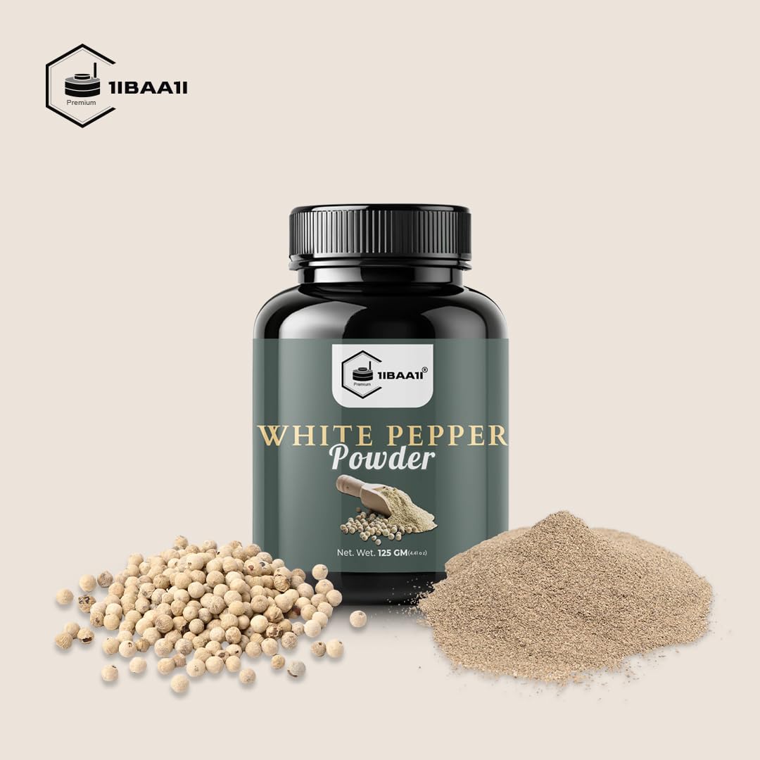Organic Pure Ground White Pepper, 125g (4.41 oz) - 100% Natural & Premium Quality